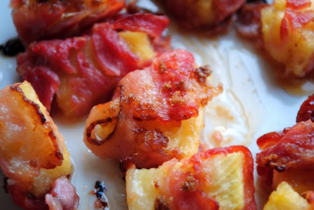 Bacon Wrapped Pineapple Bites l SimplyScratch.com