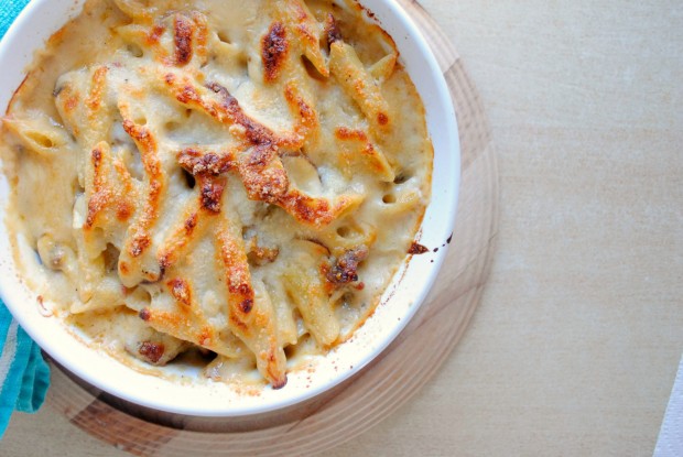 Baked Penne with Italian Sausage and Sun-Dried Tomatoes l SimplyScratch.com