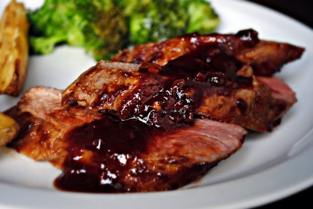 Chipotle Pomegranate Glazed Roasted Pork Tenderloin l SimplyScratch.com