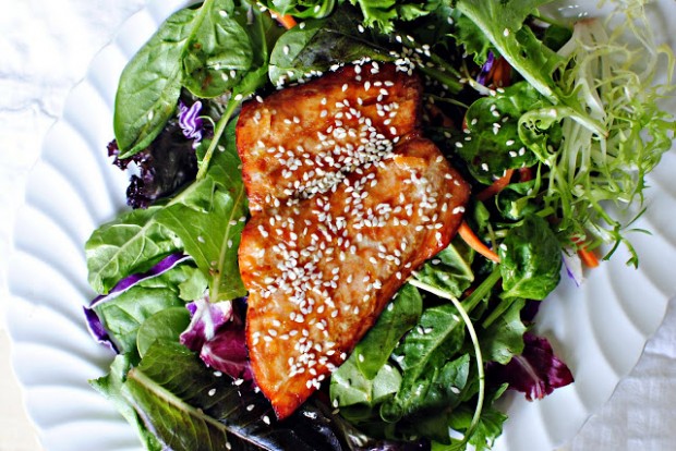 Orange Glazed Salmon Salad l SimplyScratch.com