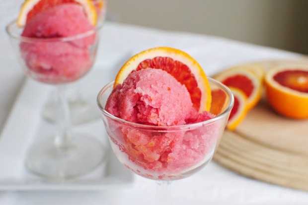 Blood Orange Honey Sorbet l SimplyScratch.com