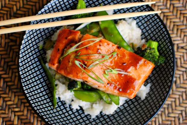 Honey-Teriyaki Glazed Salmon with Stir-Fry Veggies