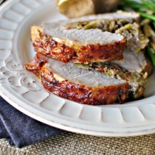 Stuffed Pork Roast with Raspberry Balsamic Glaze