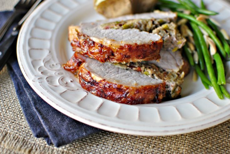 Stuffed Pork Roast with Raspberry Balsamic Glaze