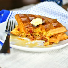Bacon & Cheddar Cornmeal Waffles - Bite