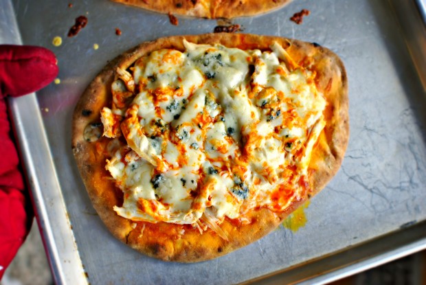 Buffalo Chicken Flat Bread Pizza - Just Baked