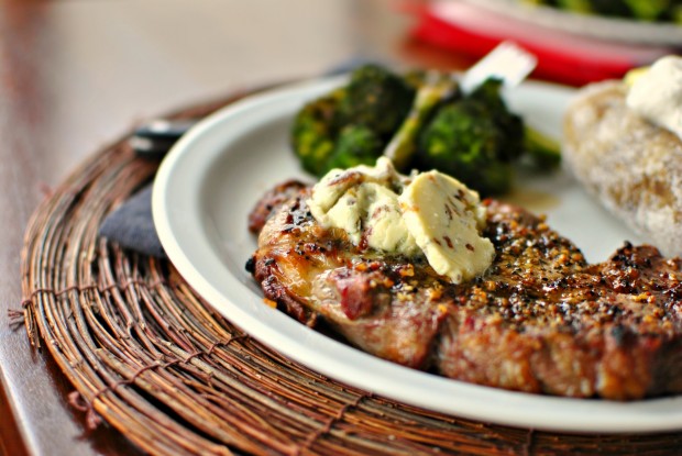 Ribeye with Caramelized Shallot & Blue Cheese Butter