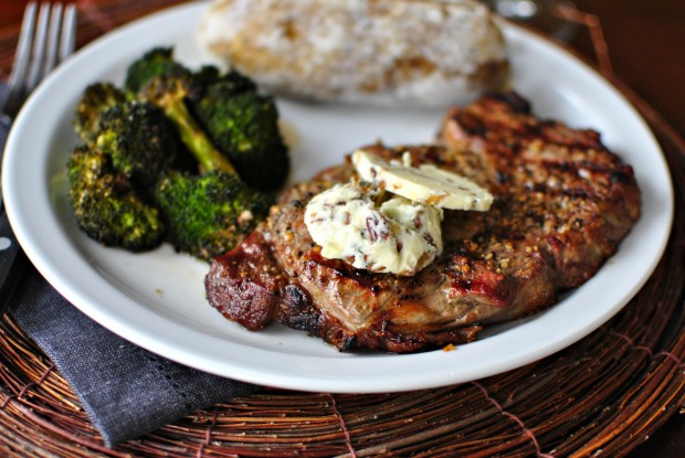 Ribeye with Caramelized Shallots and Blue Cheese Butter 3