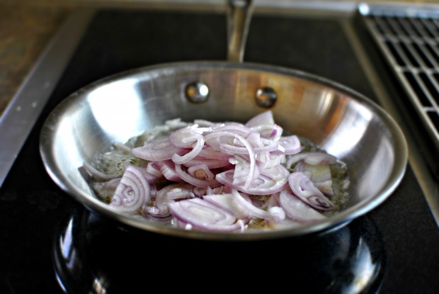shallots in the pan