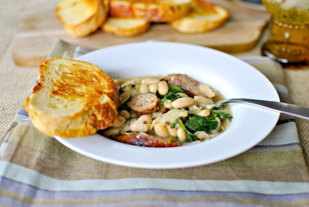 Chicken Sausage and White Bean Stew Bowl l simplyscratch.com