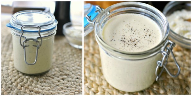 Garlic Parmesan Peppercorn Salad Dressing l SimplyScratch.com
