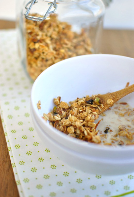 Spiced Pistachio and Toasted Coconut Granola Milk