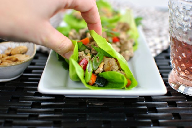 Spicy Pork and Veggie Lettuce Cups l SimplyScratch.com