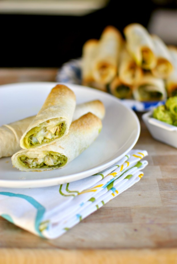 Chicken Cilantro Pesto Flautas l SimplyScratch.com