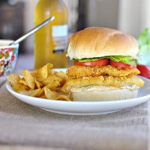 Cornmeal Crusted Cod Sandwich with Old Bay Tartar Sauce www.SimplyScratch.com