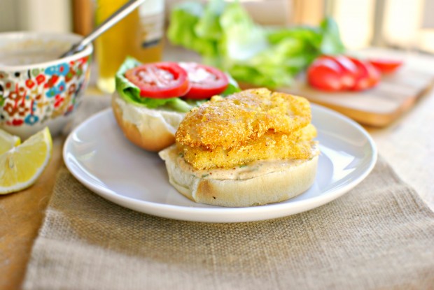 Cornmeal Crusted Fish Sandwiches l SimplyScratch.com