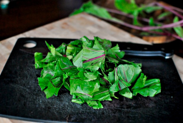 coarsely chopped beet greens