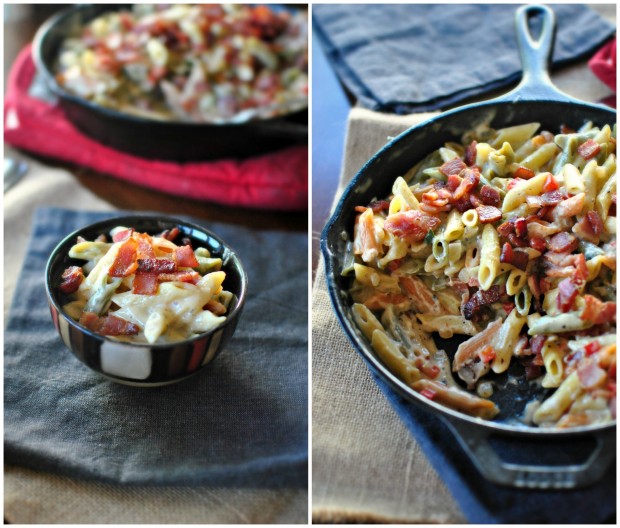Pepper Jack + Bacon Skillet Mac-n-Cheese - www.SimplyScratch.com #skillet #pasta