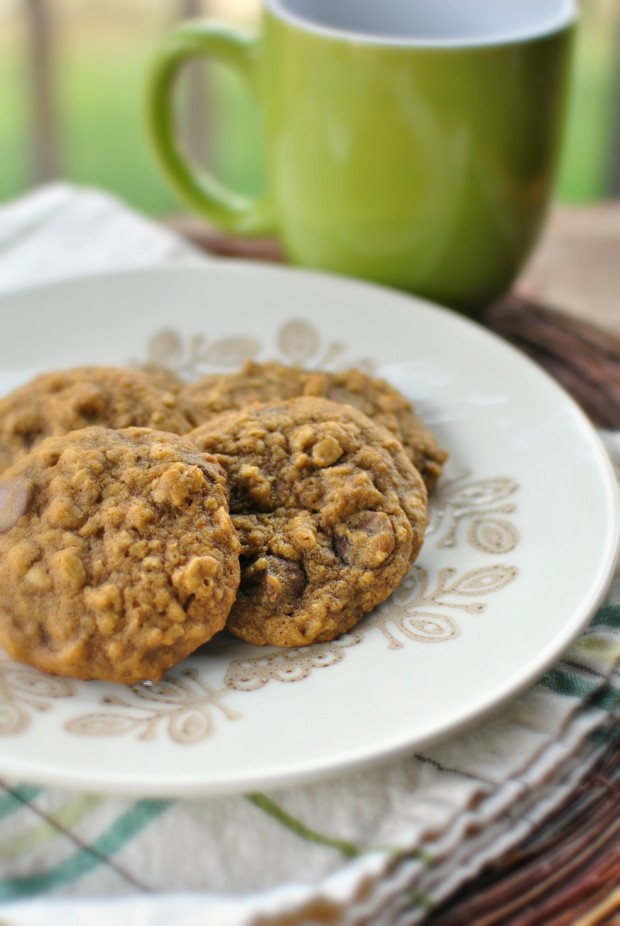 Pumpkin Oatmeal Chocolate Chip Cookies  www.SimplyScratch.com