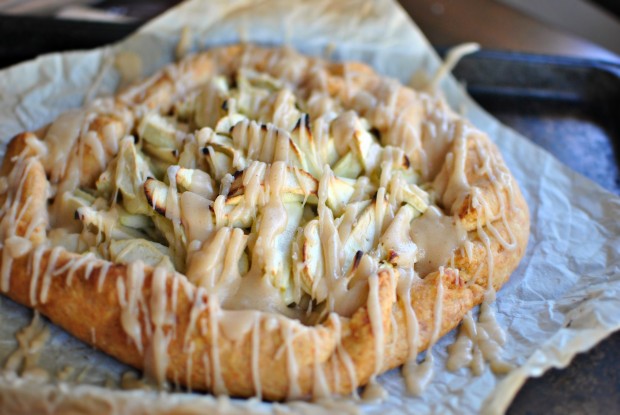just glazed - Simple Apple Gallette with a Cheddar Pie Crust + Brown Butter Drizzle - www.SimplyScratch.com #apples