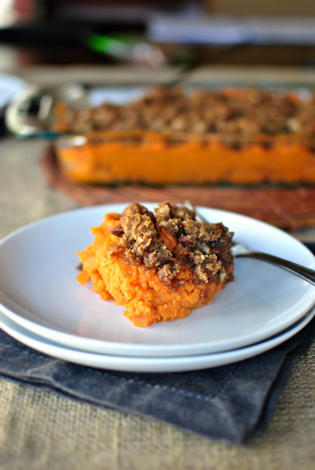 Bourbon Bacon Sweet Potato Casserole - www.SimplyScratch.com