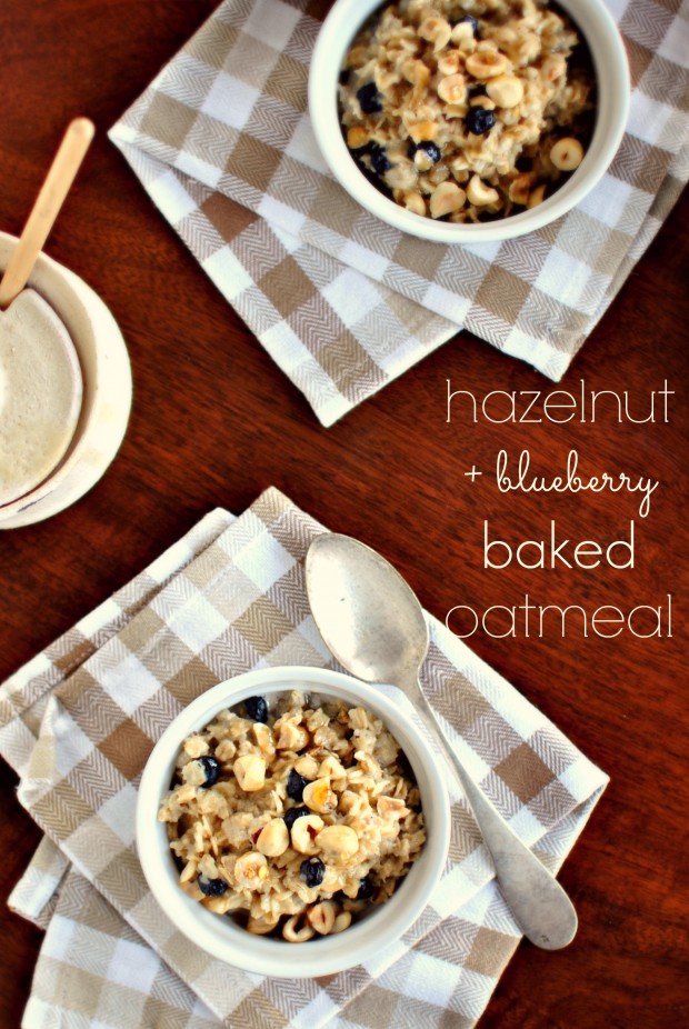 Hazelnut and Blueberry Baked Oatmeal