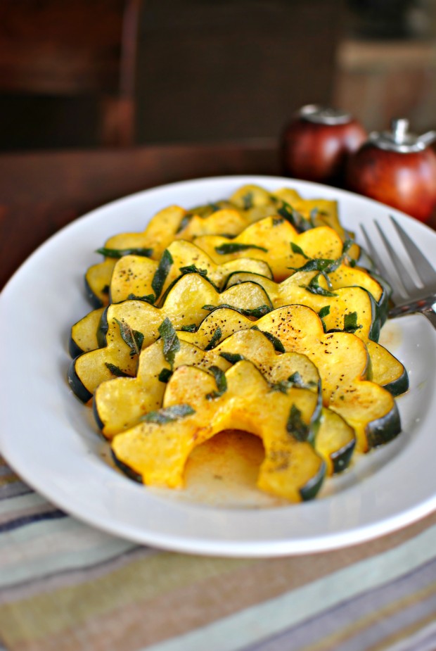 Roasted Acorn Squash with Brown Butter + Crispy Sage l www.SimplyScratch.com