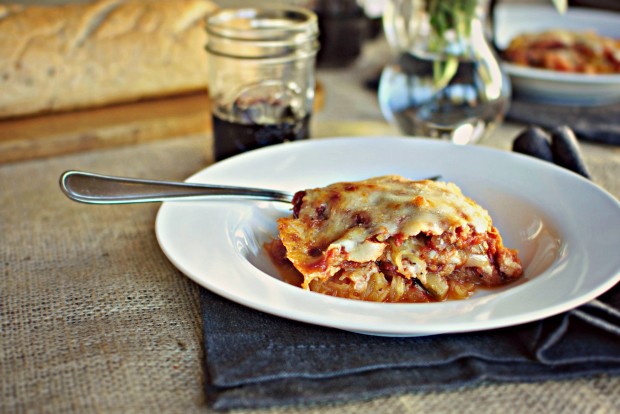Vegetarian Spaghetti Squash Lasagna l SimplyScratch.com #meatlessmonday