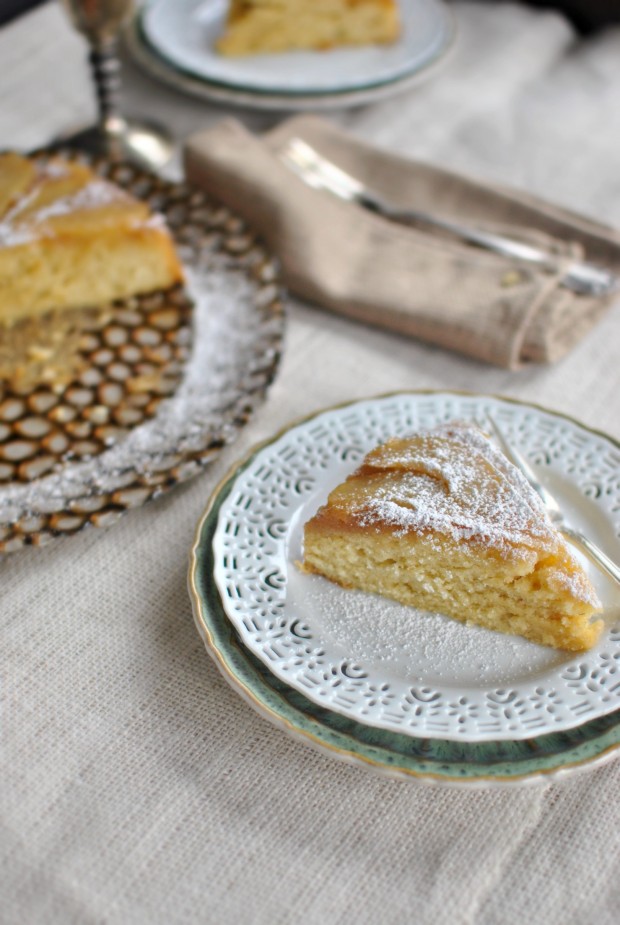 Gingered Pear Brown Butter Upside Down Cake l SimplyScratch.com