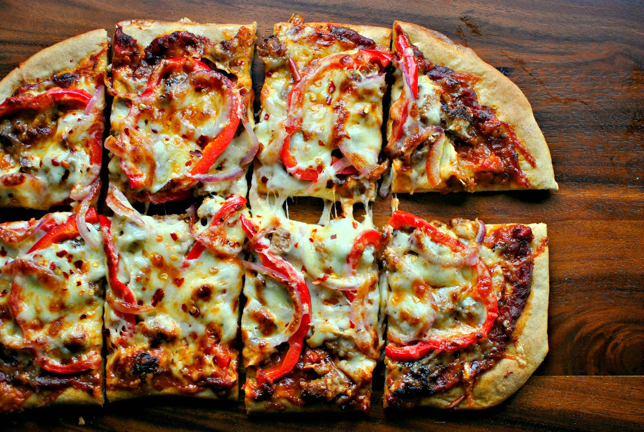 Spicy Three Cheese Italian Sausage And Red Pepper Pizza Simply Scratch