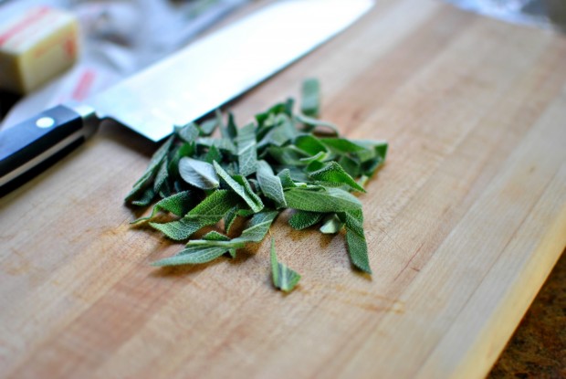 slice sage leaves