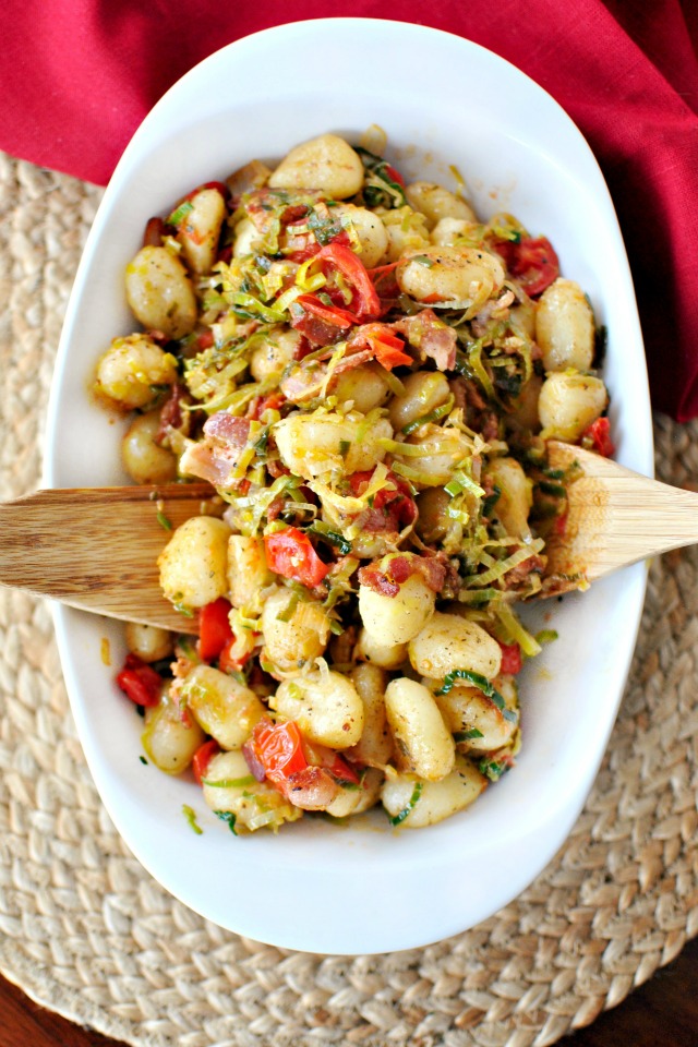 Simply Scratch PanToasted Gnocchi with Bacon, Leeks and Fresh Tomato