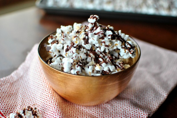 Dark Chocolate, Sea Salt and Toasted Coconut Popcorn l SimplyScratch.com