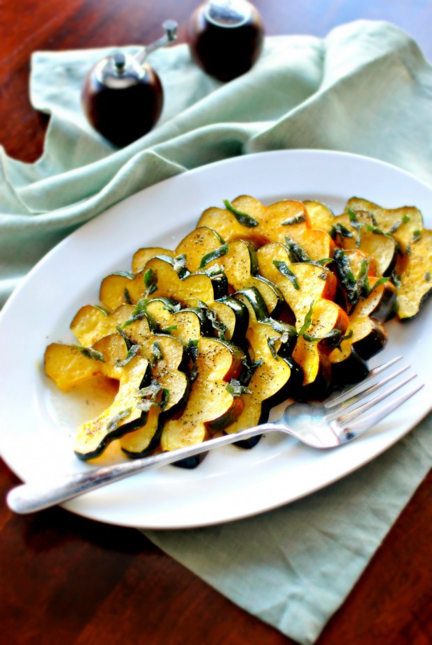 Roasted Acorn Squash with Brown Butter + Crispy Sage ll SimplyScratch.com
