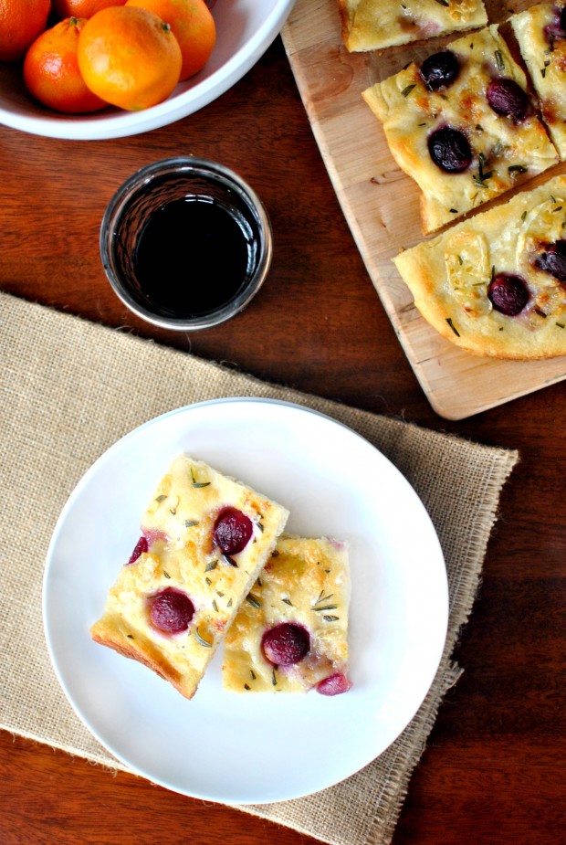 Roasted Red Grape Brie and Rosemary Flatbread SimplyScratch.com