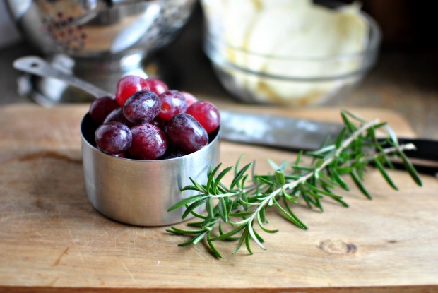 heaping cup of grapes and fresh rosemary