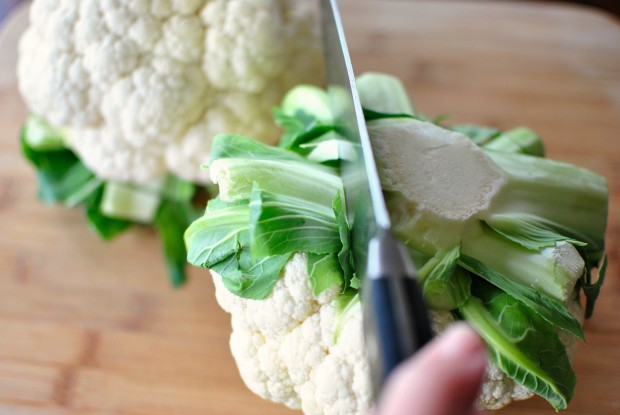 Creamy Whipped Cauliflower Mash - trim off the leafy bits