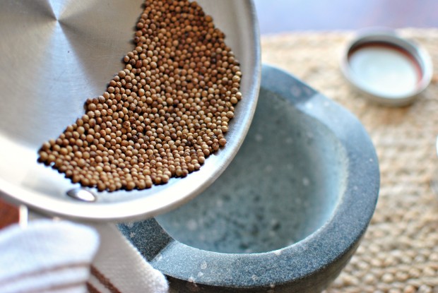 How To Toast and Grind Your Own Spices - pour into a mortar and pestle