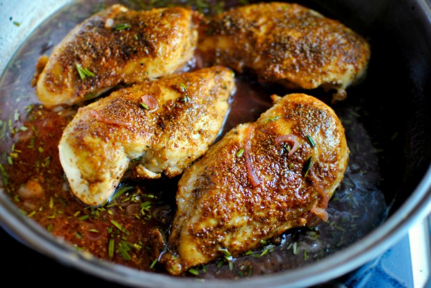 Spice Crusted Chicken + Blood Orange and Maple Glaze l www.SimplyScratch.com back in pan