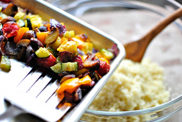 Roasted Vegetable Couscous www.SimplyScratch.com add the roasted veggies in