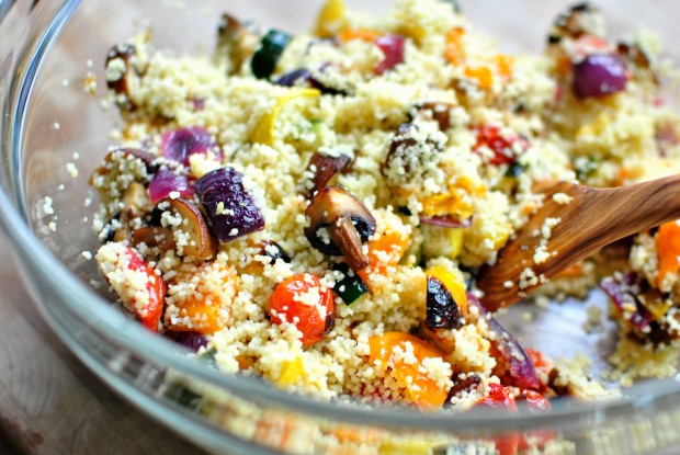 Roasted Vegetable Couscous www.SimplyScratch.com tossy toss