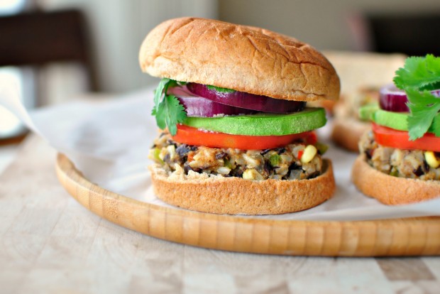 Southwest Black Bean + Rice Veggie Burger l SimplyScratch.com