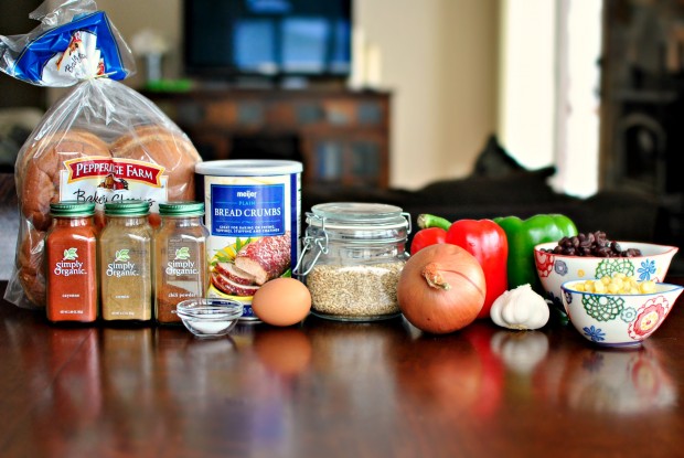 Southwest Black Bean Veggie Burgers www.SimplyScratch.com ingredients