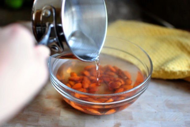how to blanch almonds pour over almonds