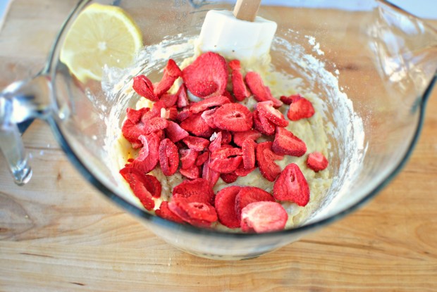 Strawberry and Lemon Pancake Muffins www.SimplyScratch.com / add strawberries