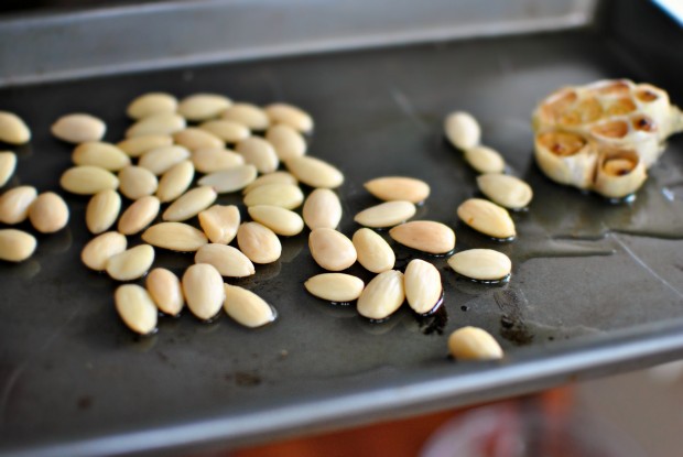 throw almonds on the pan