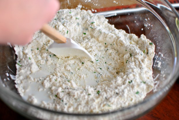 Black Pepper and Chive Buttermilk Biscuits www.SimplyScratch.com stir