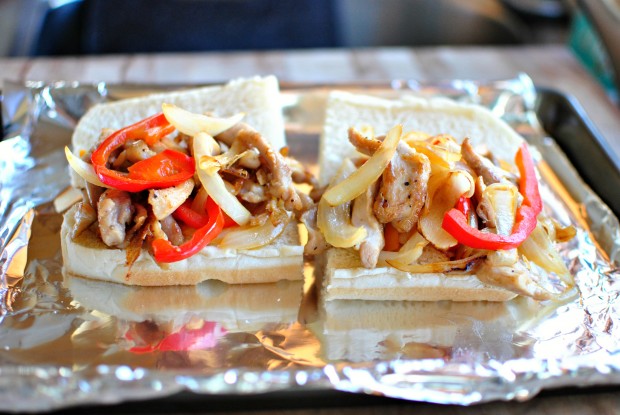 Chicken Cheesesteak Sandwiches l www.SimplyScratch.com chicken, peppers and onions