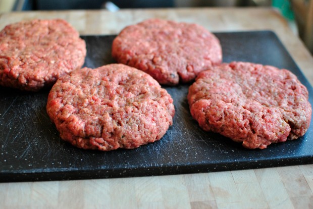 Griddled Steak Burgers with Jarlsberg + Sautéed Onions patties