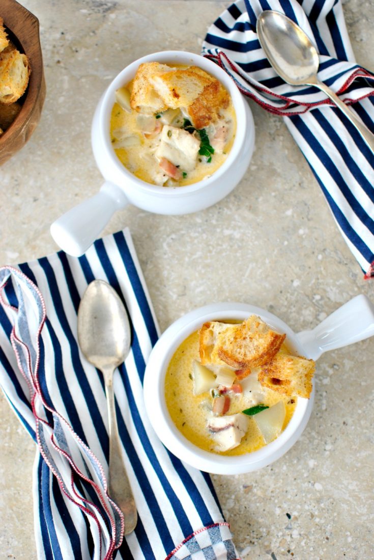 Simply Scratch Fish Chowder + Old Bay Sourdough Croutons Simply Scratch
